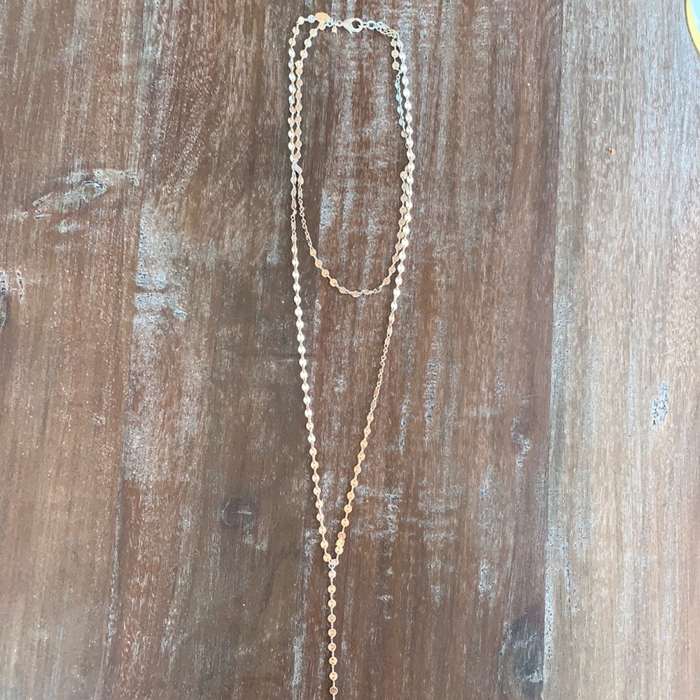 Express Layered Y Necklace Rose Gold